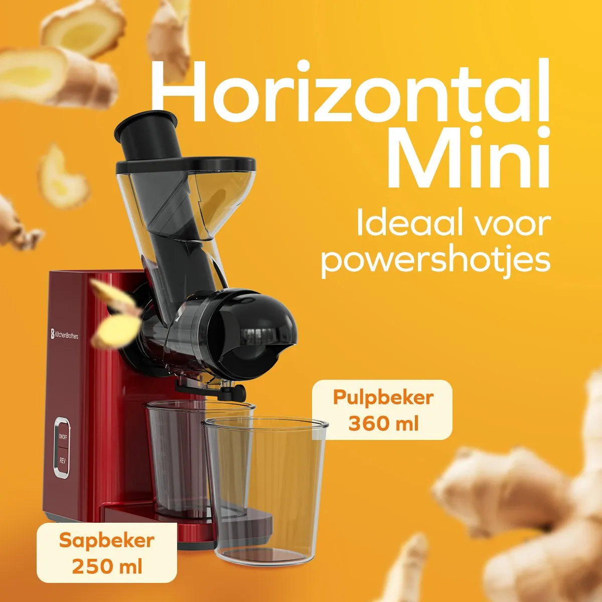 KitchenBrothers KB1004137 Slowjuicer - Rood - 400ml