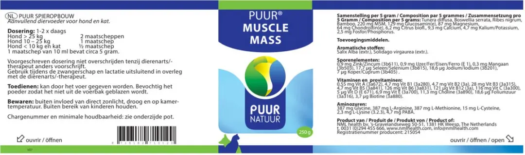 Puur Natuur Muscle Mass Supplement 250g