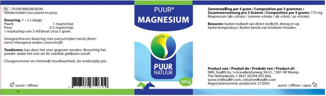 Puur Natuur Magnesium Supplement 500g