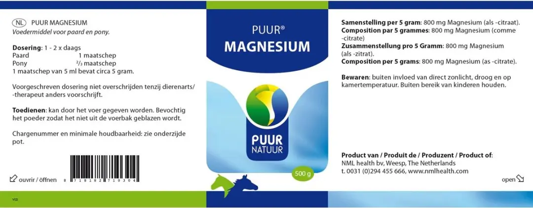Puur Natuur Magnesium Supplement 500g