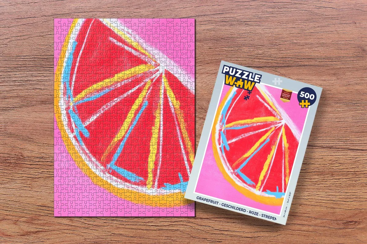 PuzzleWow Grapefruit Legpuzzel 500 Stuks - Roze Strepen