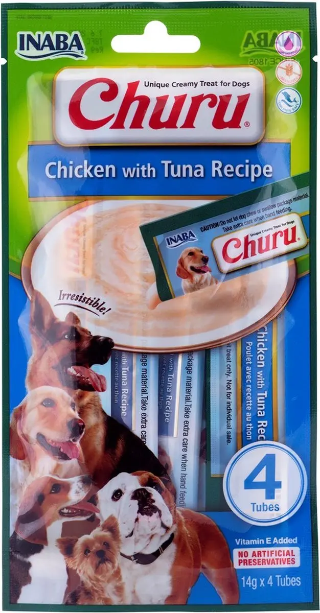 Inaba Churu Hondensnacks Kip met Tonijn - 4x14g