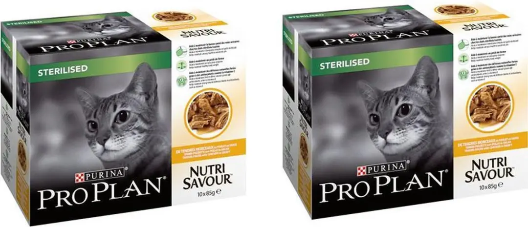 Pro Plan kattenvoer Sterilised Nutrisavour Kip-Poulet 10x85g per 2 verpakkingen!