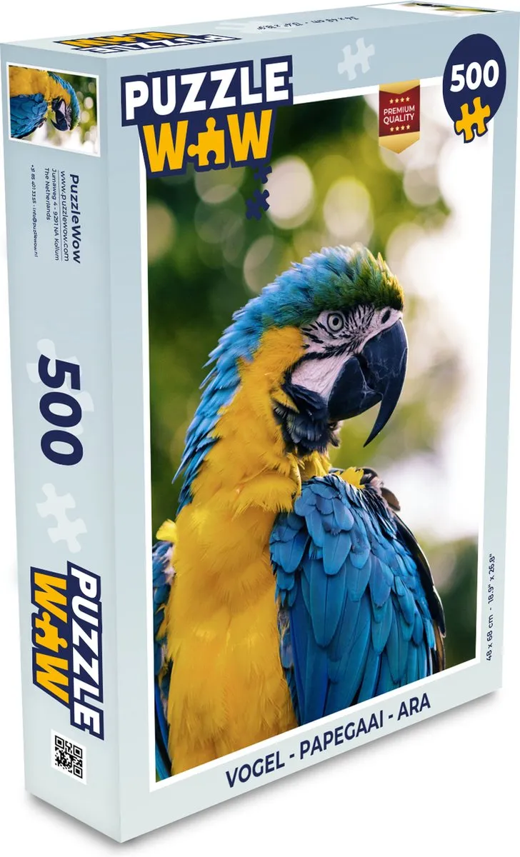 PuzzleWow Vogel Puzzel Ara 500 Stuks - Multicolor