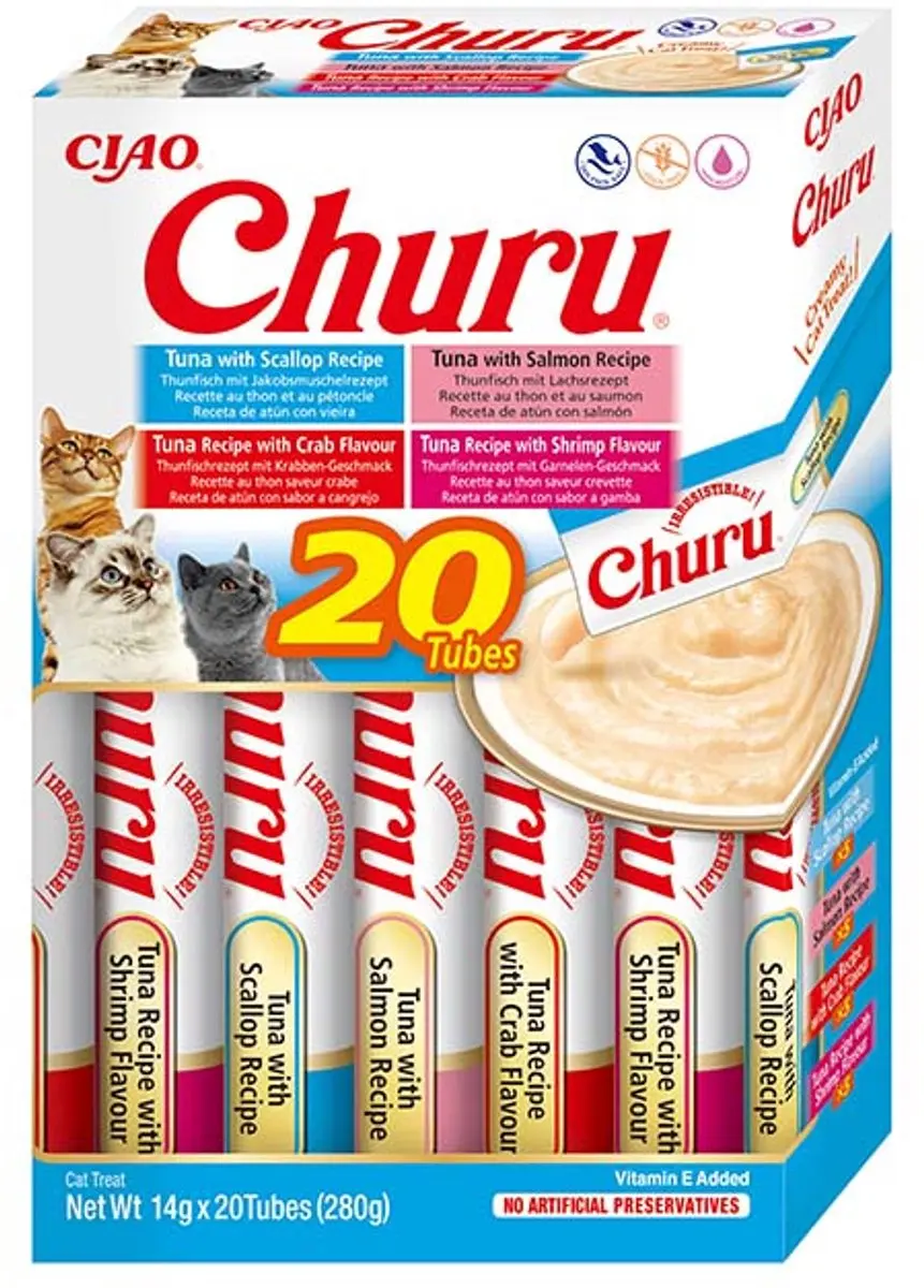 Inaba Ciao Churu Tonijn & Zeevruchten Kattensnack - 20x14g