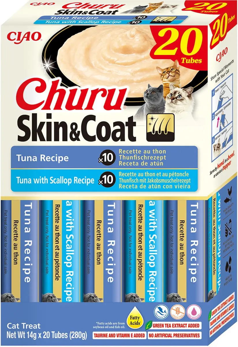Inaba Ciao Churu Tonijn Skin & Coat Creamy Puree - 20x14g