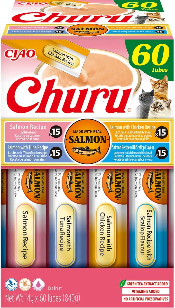 Inaba Ciao Churu Creamy Puree Kattensnack Zalm