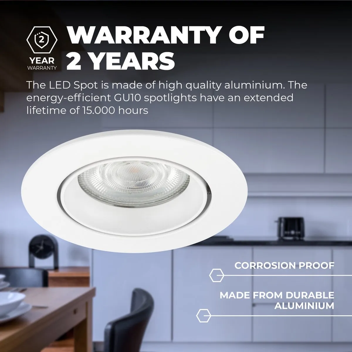 LEDVION 6X LED Inbouwspot Rio Wit - 6 Stuks - afbeelding 6 van 6