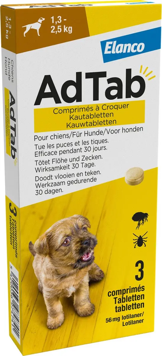 Adtab Anti Vlooien & Teek Kauwtabletten Hond 56mg