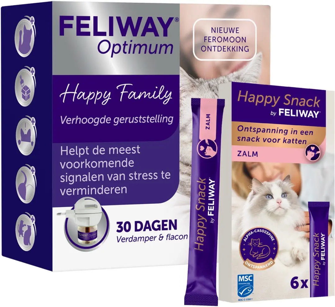 Feliway Optimum Startset + Happy Snack Zalm