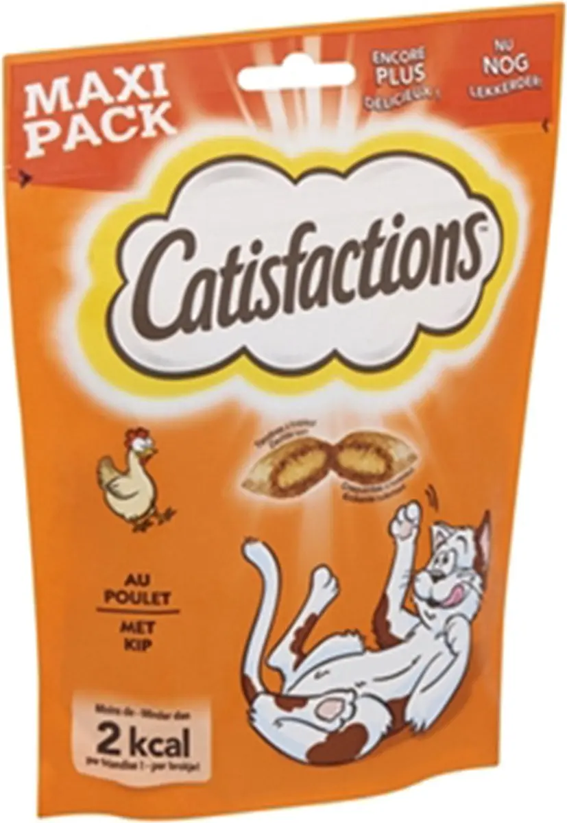 Catisfactions kattensnack MINDER DAN 2 KCAL met smakelijke kip zacht vanbinnen