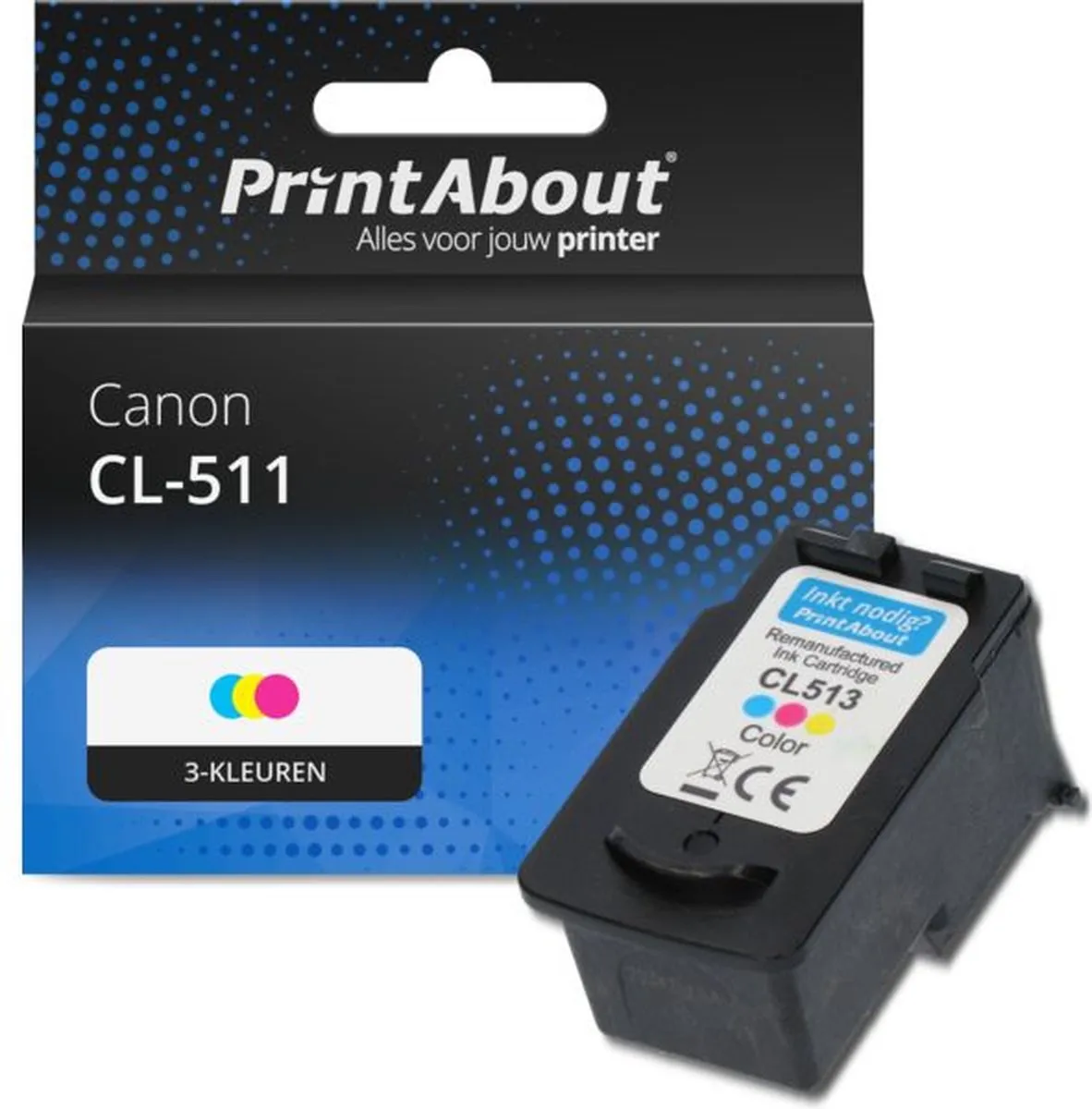 PrintAbout CL-511 Inktcartridge - 3-kleuren - 17ml - Canon