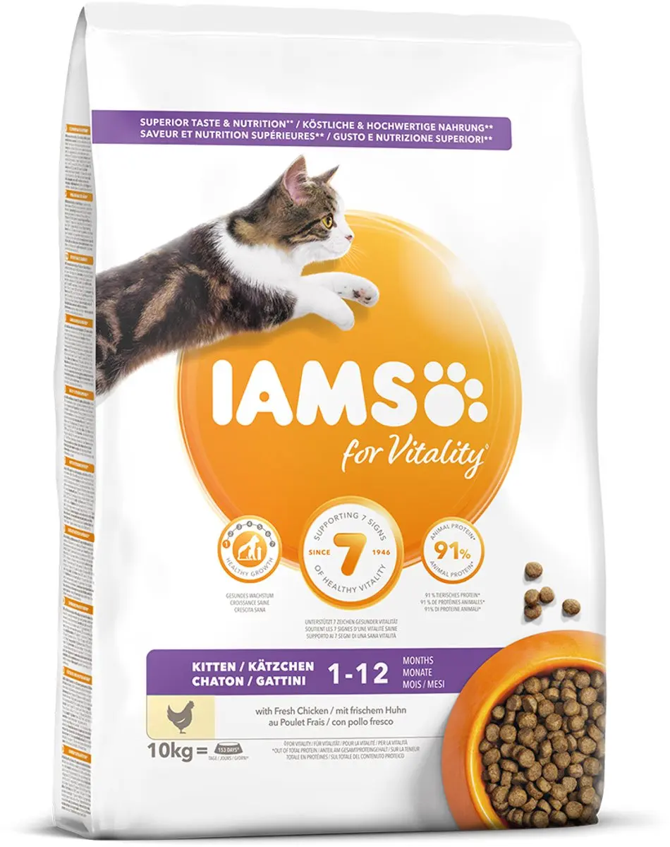 Iams Cat Kitten & Junior Kip 10kg