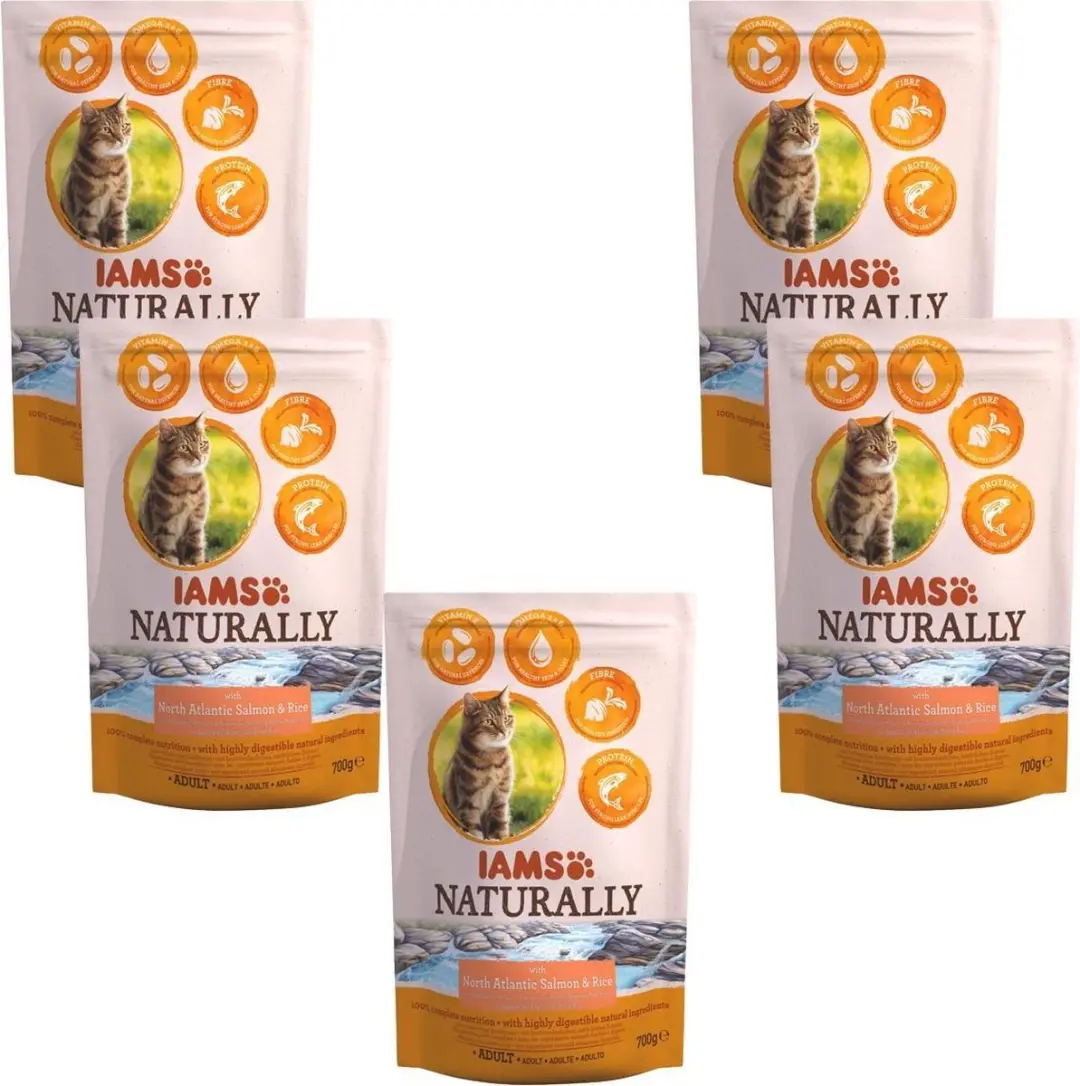 Iams Naturally Cat Adult Zalm & Rijst - 5x700g