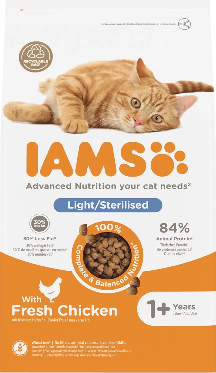 Iams Kat Adult Sterilised Overweight Kip 1,5kg
