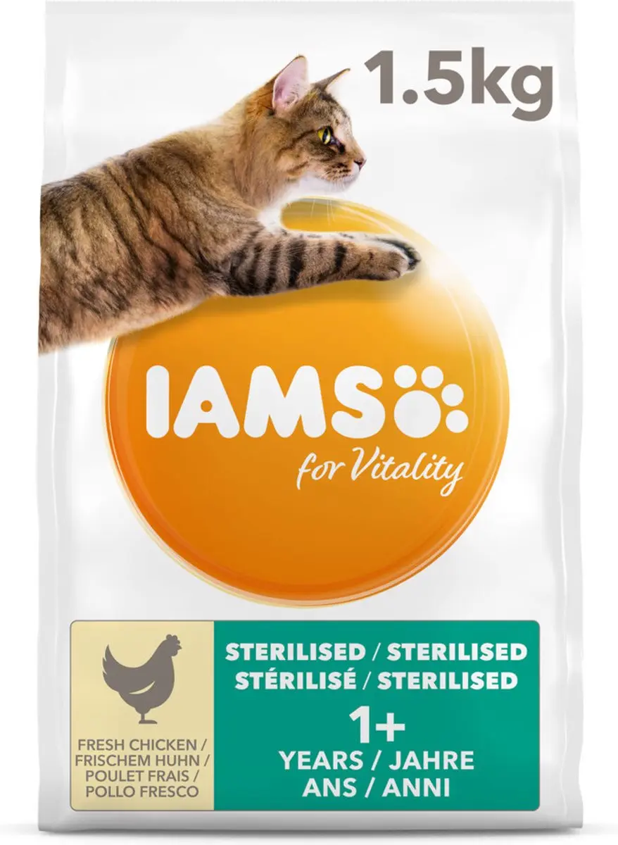 Iams Kat Adult Sterilised Overweight Kip 1,5kg