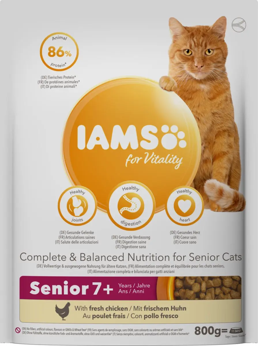 Iams Kat Senior Kip - 20 Stuks (5x800g)