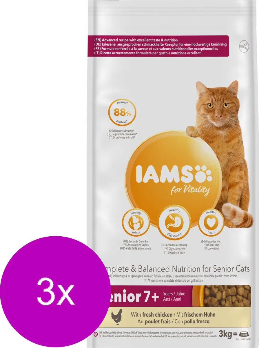 Iams Cat Senior 3kg - 3 Stuks