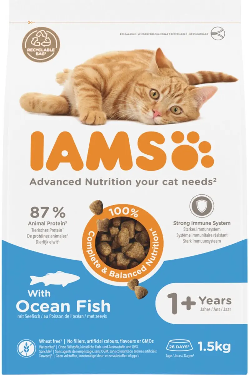 Iams Kat Adult Oceaanvis 1,5kg - 4 Stuks