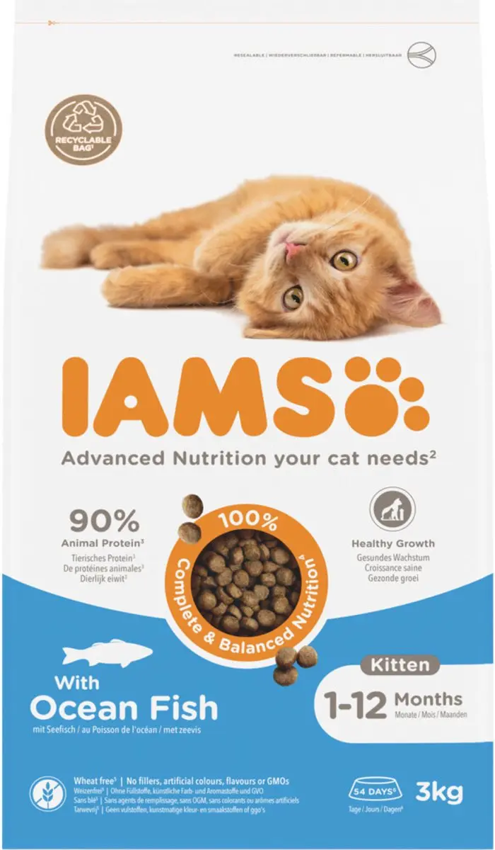 Iams Cat Kitten Ocean Fish 3kg - 3 Stuks