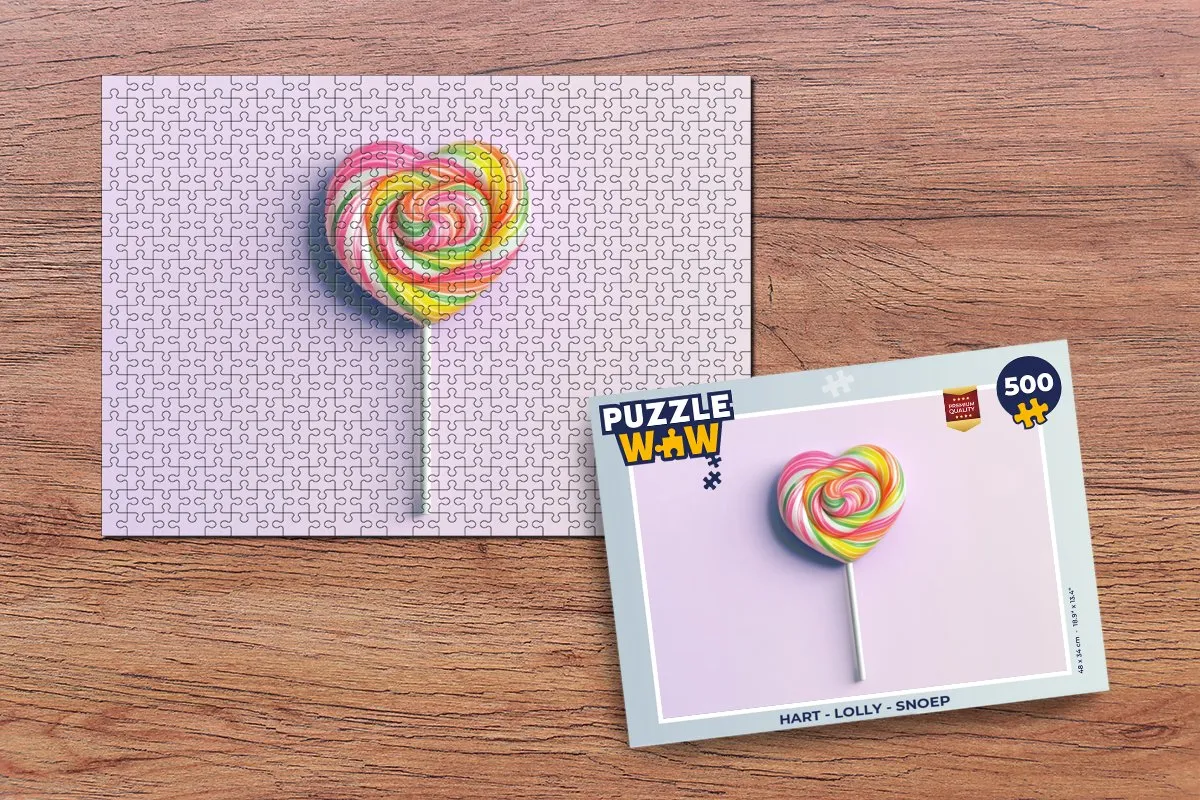 PuzzleWow Hart Lolly Legpuzzel 500 Stuks - Roze