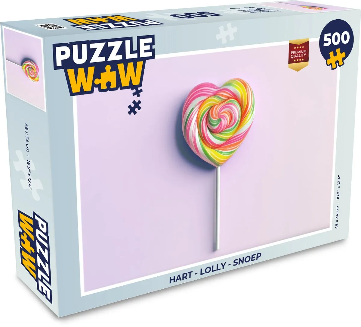 PuzzleWow Hart Lolly Legpuzzel 500 Stuks - Roze