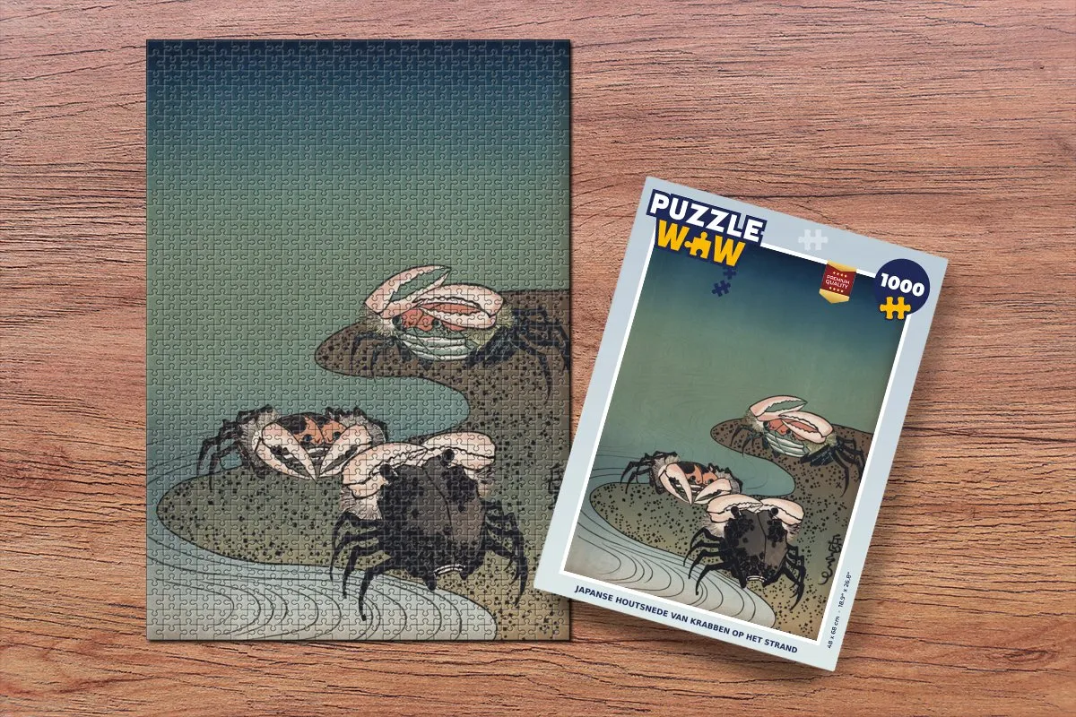 PuzzleWow Japanse Houtsnede Krabben Strand Legpuzzel 1000 Stuks - Multicolor
