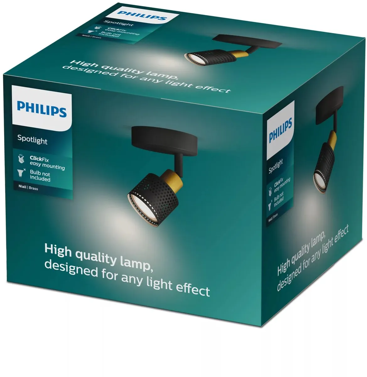 Philips Niall Spot Wandspot GU10 - 5W - Zwart/Messing