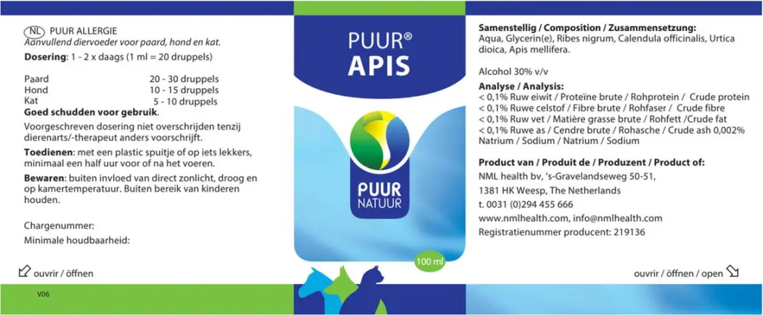 Puur Natuur Apis Allergie Huidverzorging 100ml - Hond/Kat/Paard