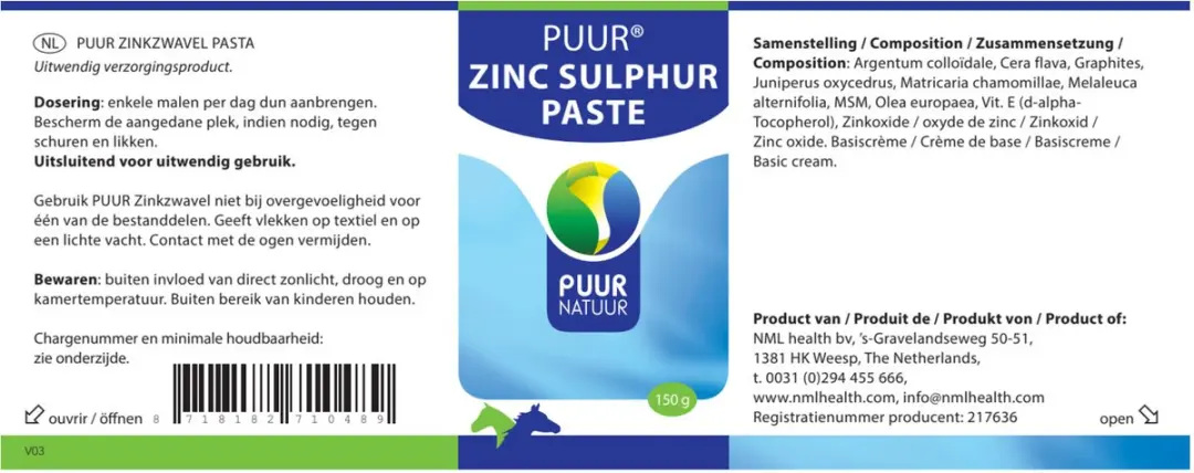 Puur Zinkzwavel Paard & Hond 150g