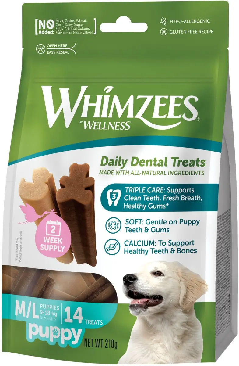 Whimzees Puppy Kauwsnacks M/L - 14 Stuks