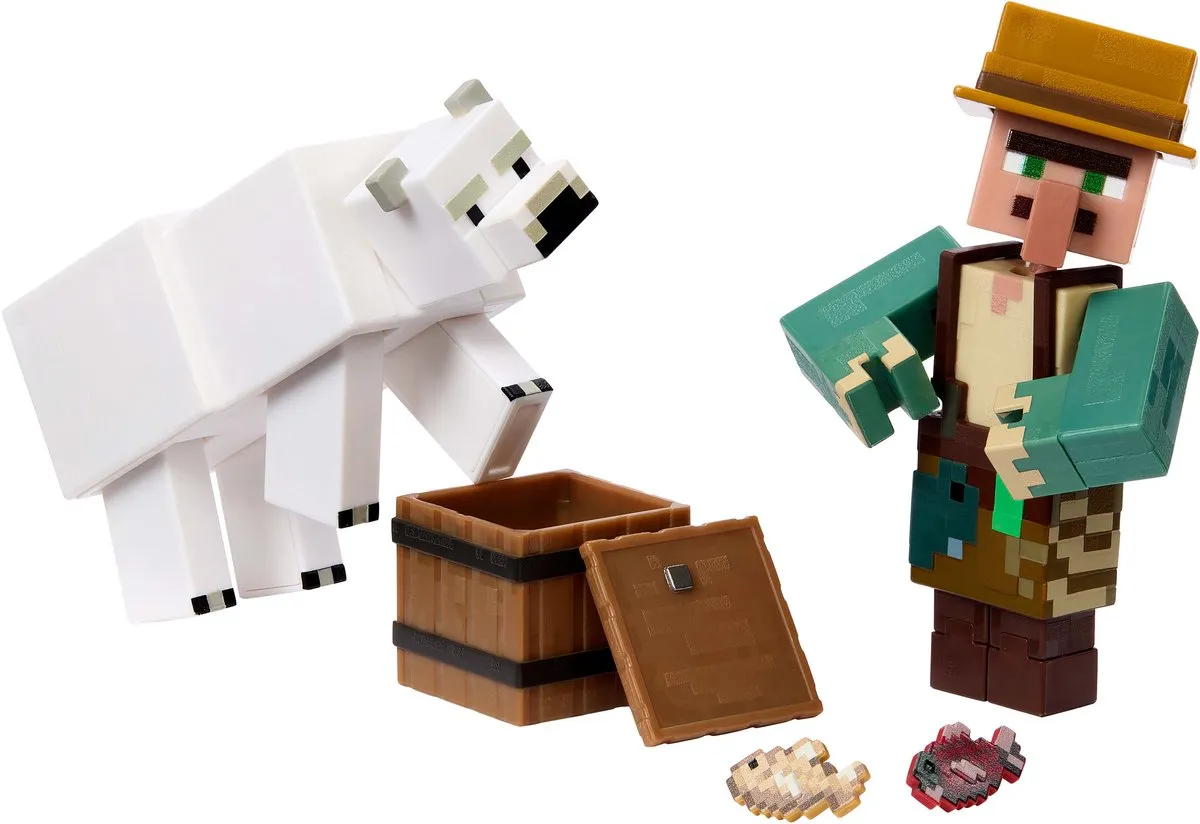 Minecraft Fisherman & Polar Bear Figuren - Meerkleurig