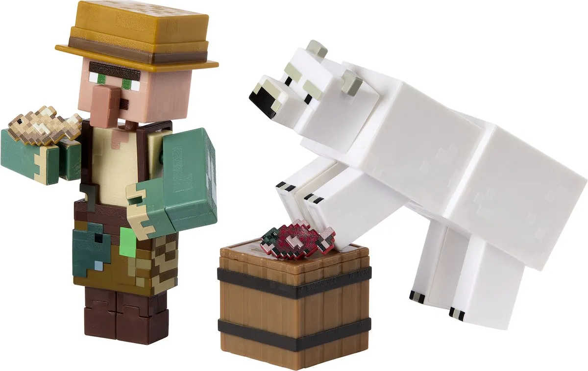 Minecraft Fisherman & Polar Bear Figuren - Meerkleurig