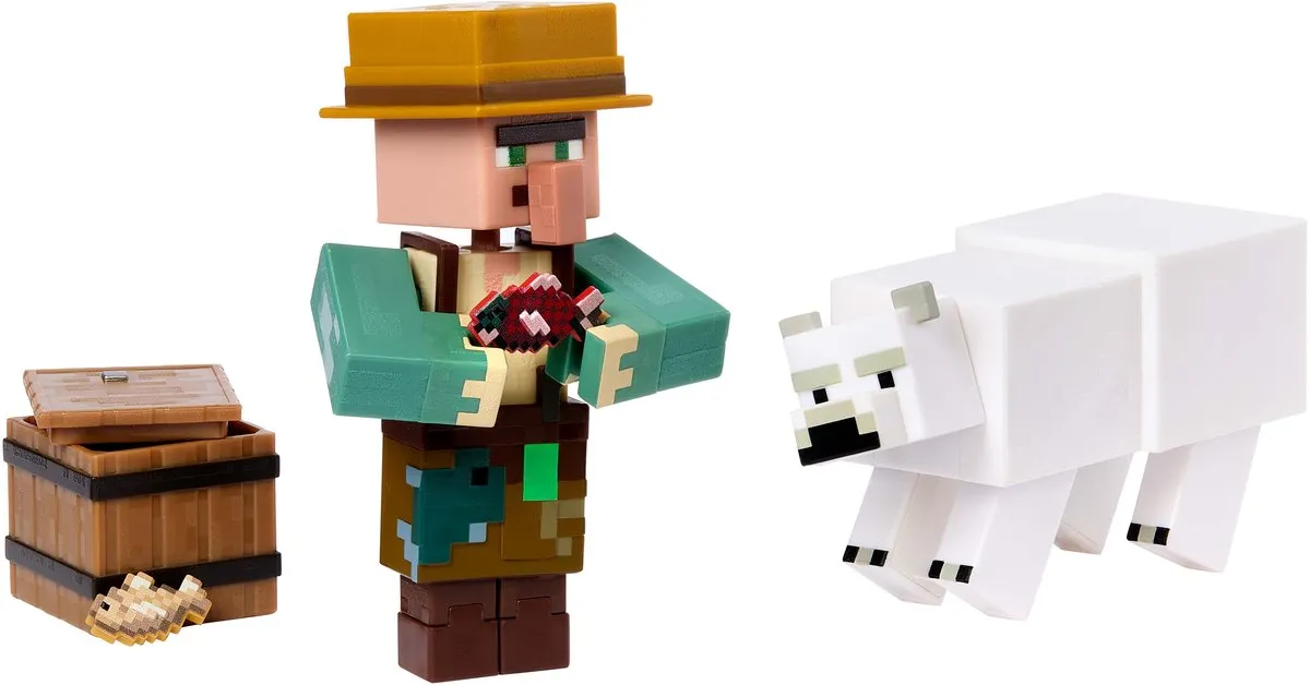 Minecraft Fisherman & Polar Bear Figuren - Meerkleurig