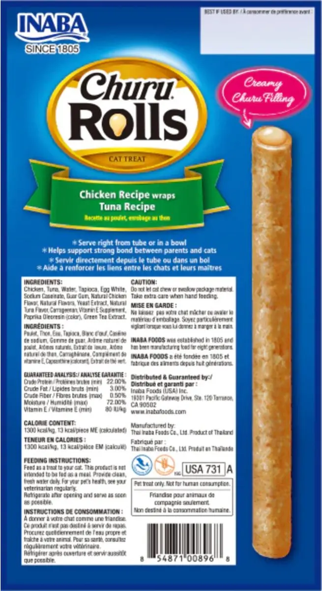 Inaba Churu Rolls Kip Tonijn 58g - 4 Sticks