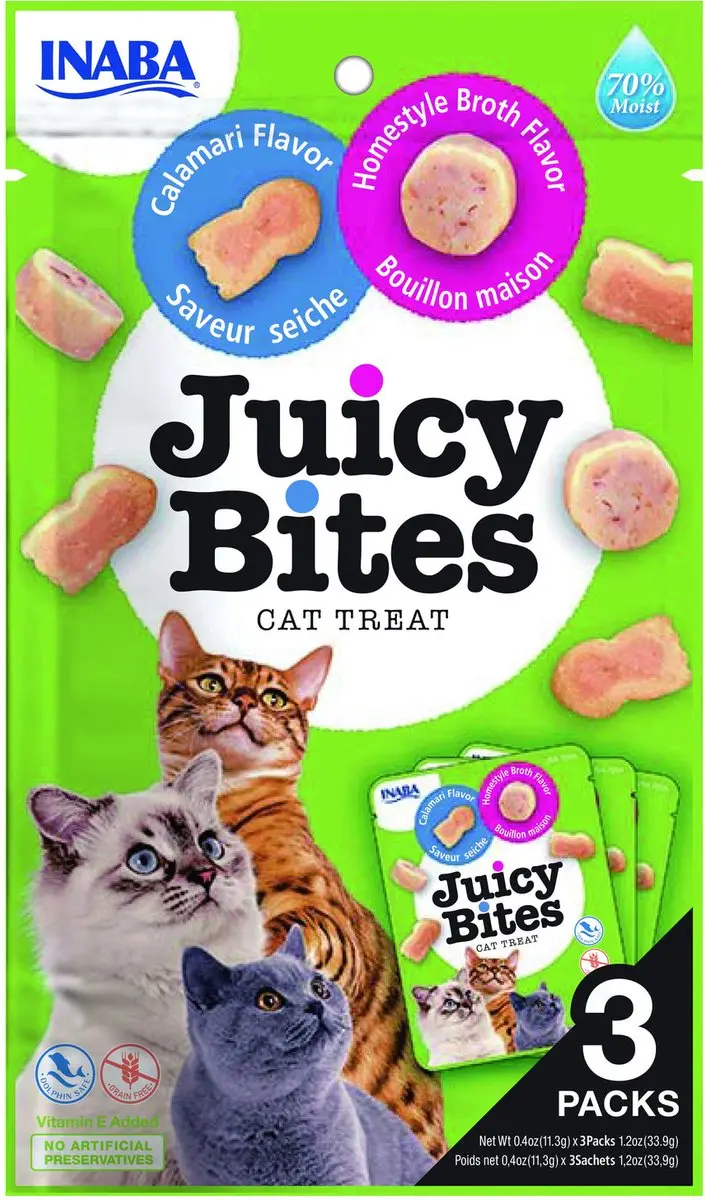 Inaba Juicy Bites Kattensnack Kip Tonijn Inktvis