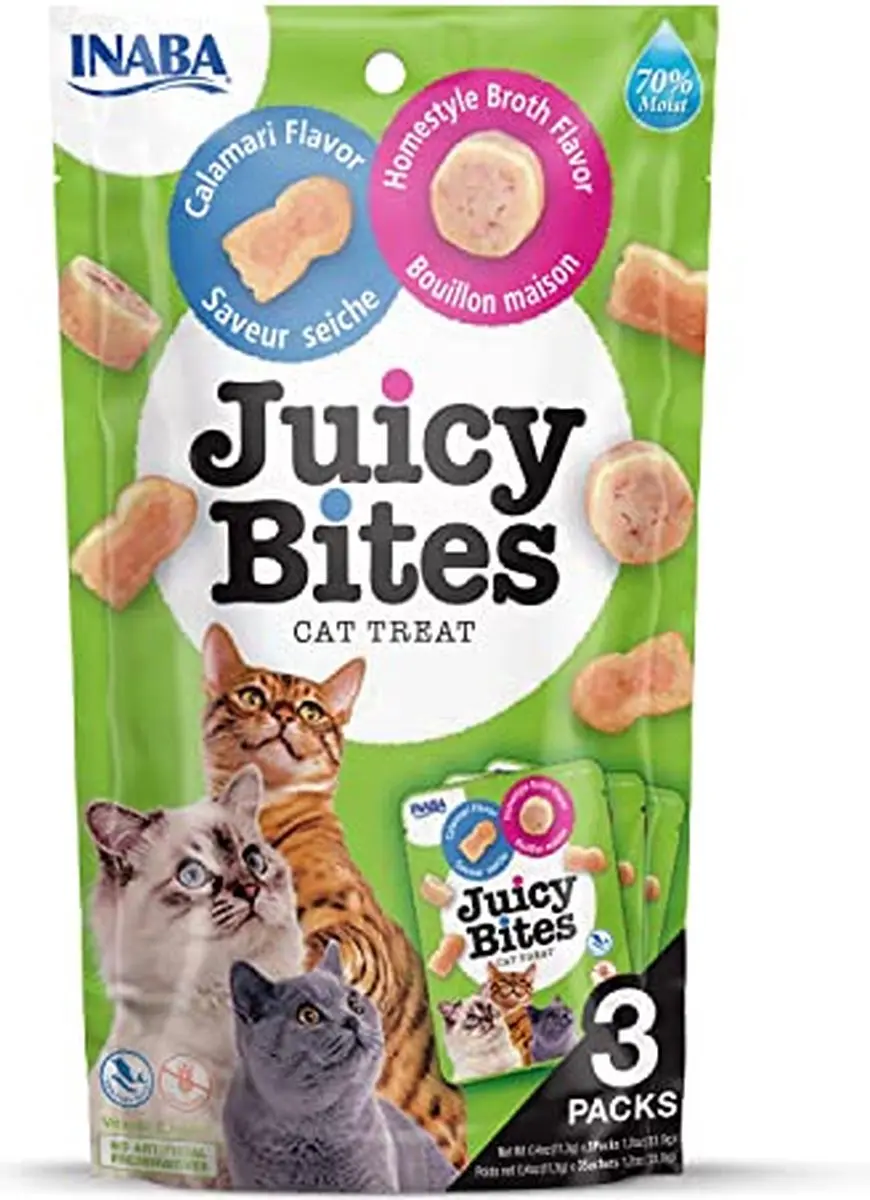 Inaba Juicy Bites Kattensnack Kip Tonijn Inktvis - 3x11.3g