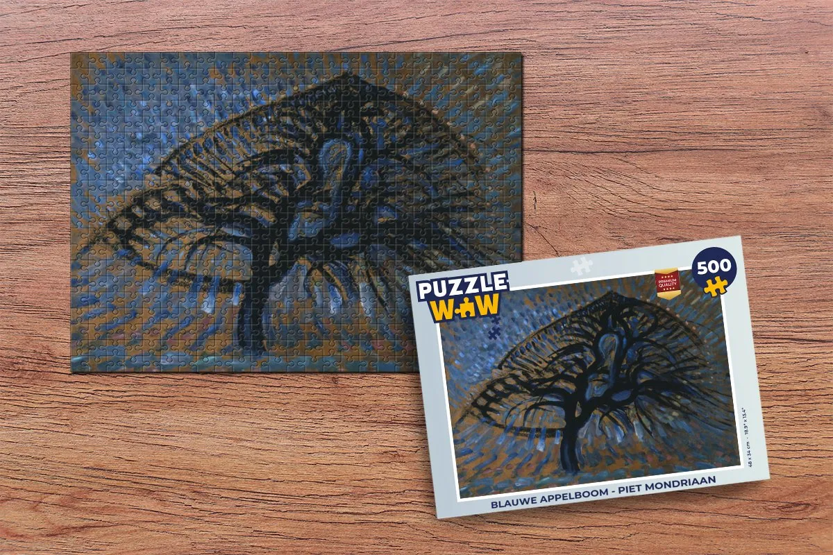 PuzzleWow Legpuzzel Blauwe appelboom - Piet Mondriaan 500 Stuks - Multicolor