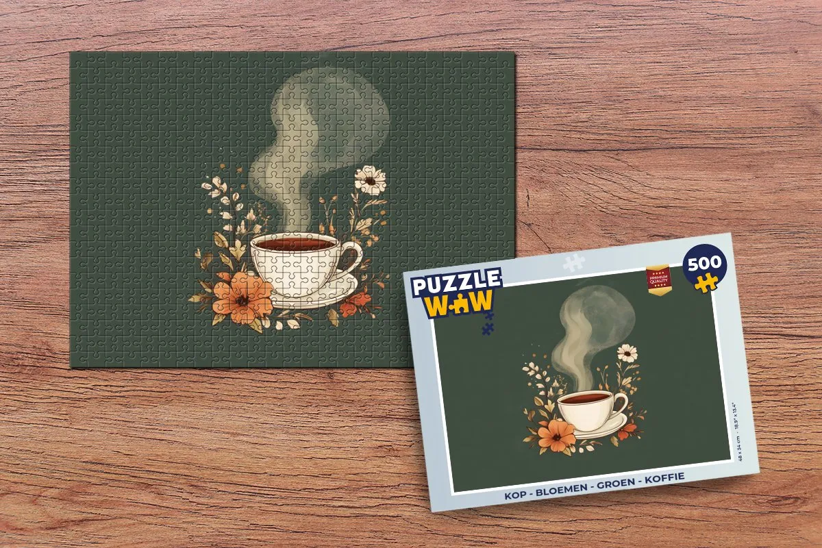 PuzzleWow Bloemen Groene Koffie Legpuzzel 500 Stuks