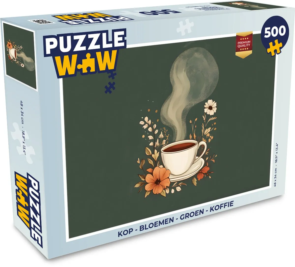 PuzzleWow Bloemen Groene Koffie Legpuzzel 500 Stuks