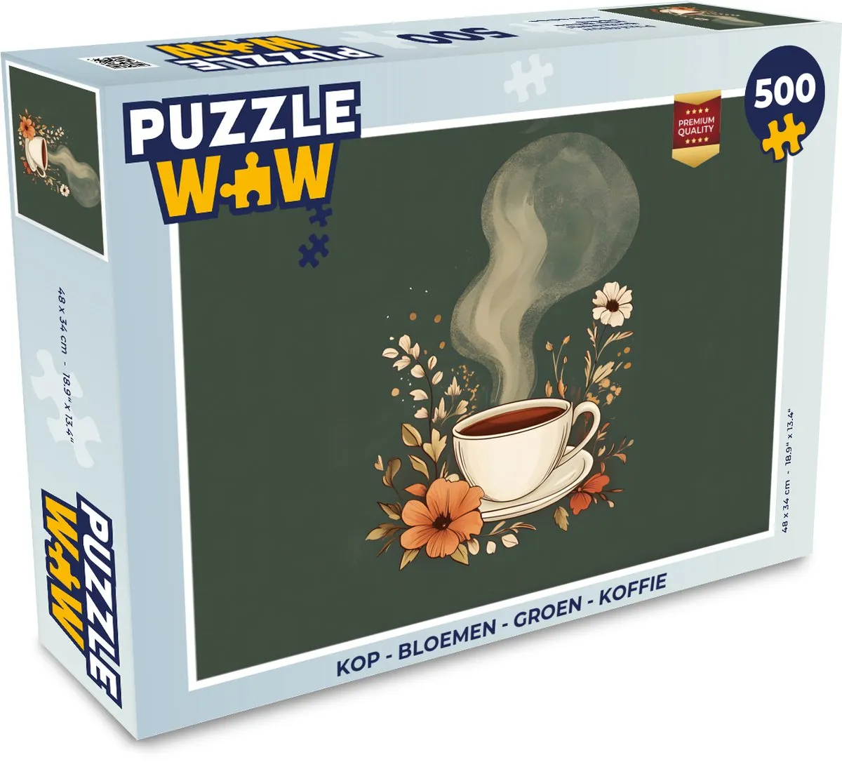 PuzzleWow Bloemen Groene Koffie Legpuzzel 500 Stuks