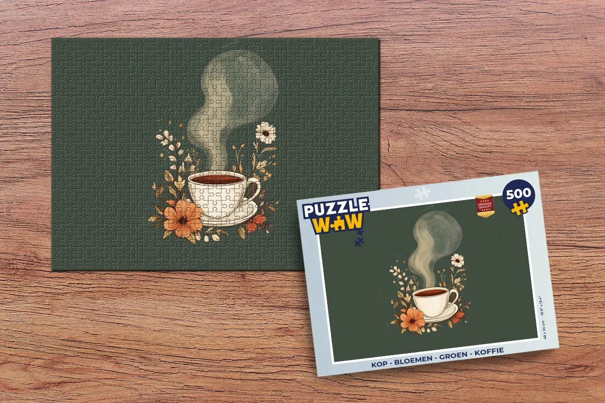 PuzzleWow Bloemen Groene Koffie Legpuzzel 500 Stuks