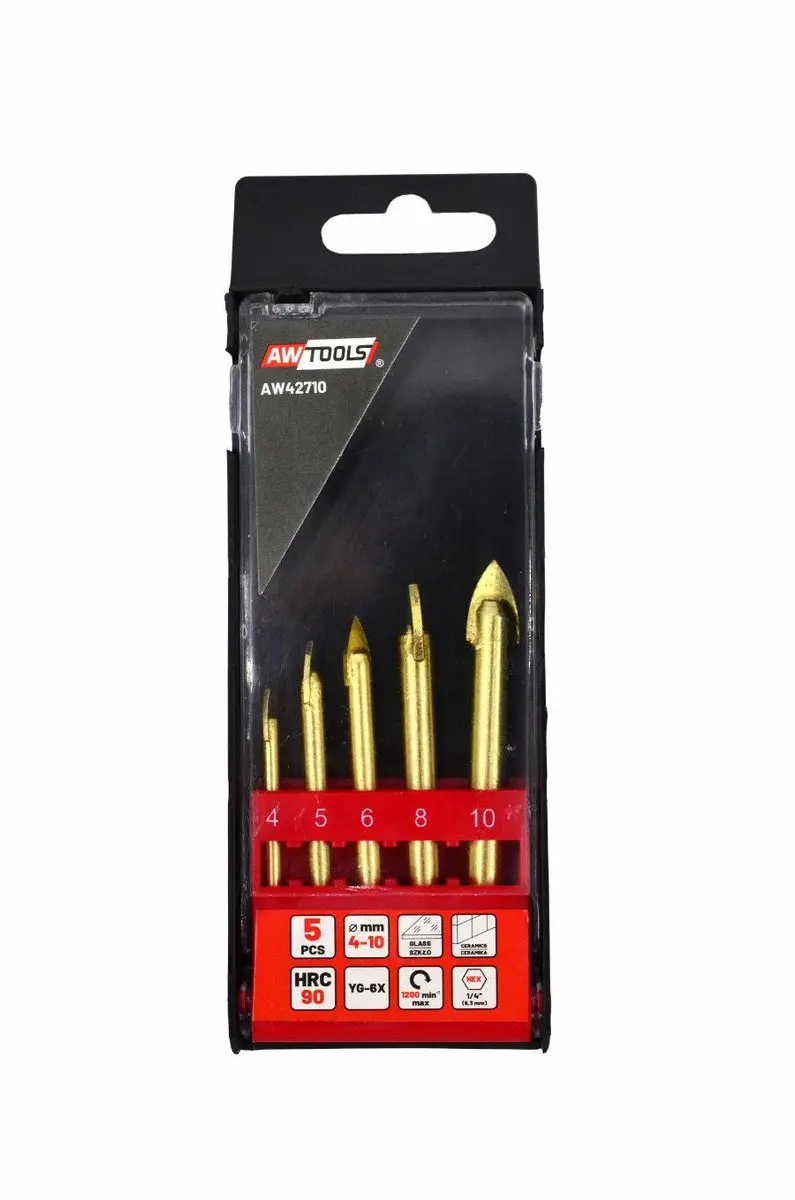 AWTOOLS AW42710 Boor Set Glas & Keramiek 4-10mm