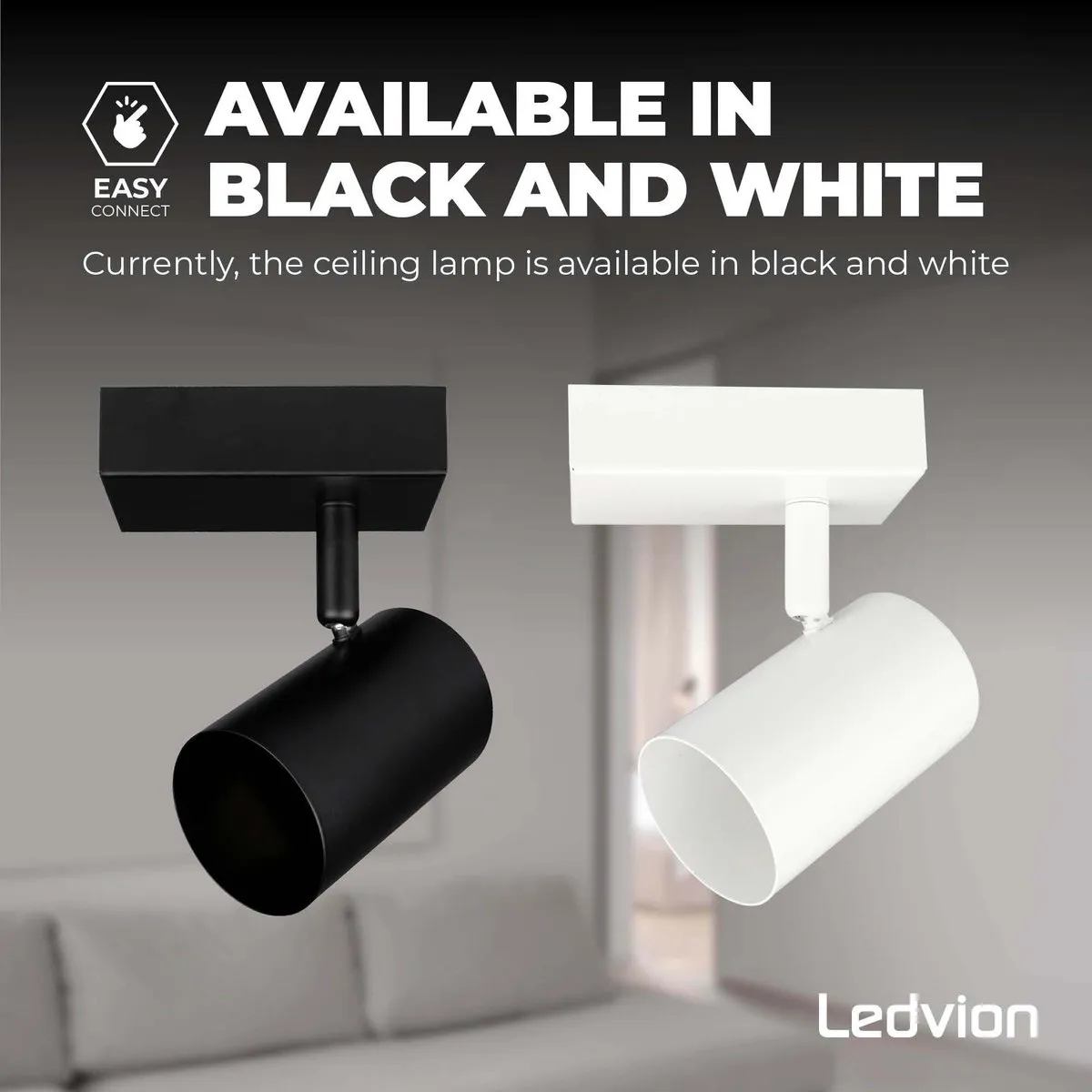 Ledvion LED Plafondspot 5W RGB GU10 - Zwart