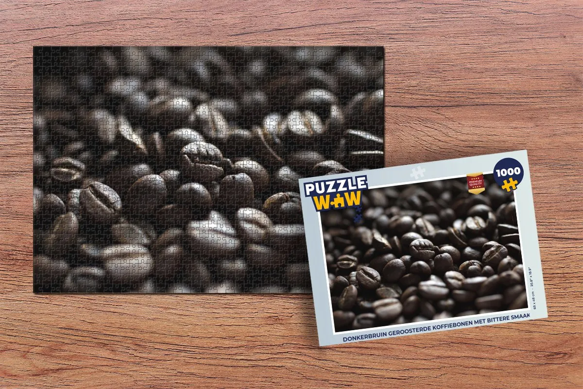 PuzzleWow Donkerbruin Geroosterde Koffiebonen Legpuzzel 1000 Stuks - Multicolor