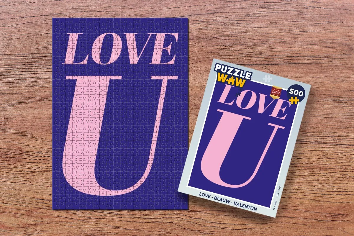 PuzzleWow Love Puzzel 500 Stuks - Blauw/Roze