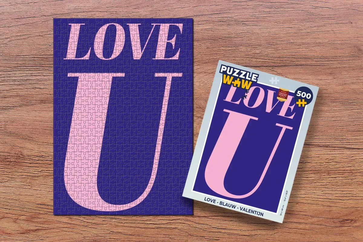 PuzzleWow Love Puzzel 500 Stuks - Blauw/Roze