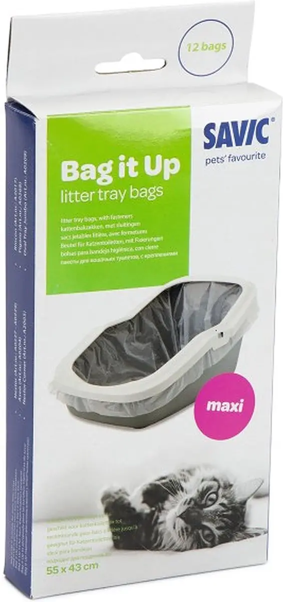 Savic Maxi Kattenbakzakken 12 Stuks - 55x43cm - 30% Gerecycleerd
