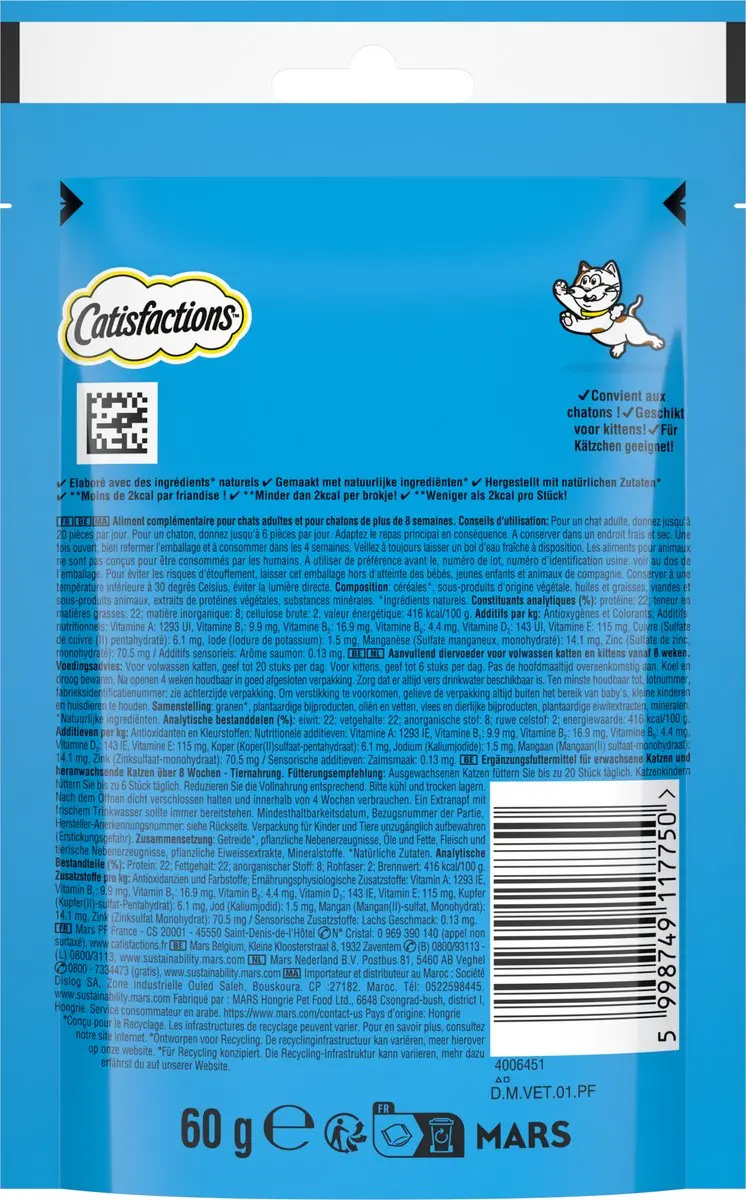 Catisfactions Kattensnoepjes Zalm - 6x60g