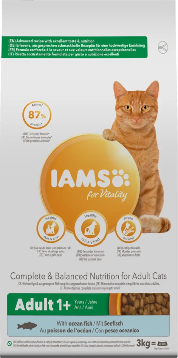 Iams Cat Adult Zeevis Kattenvoer - 3x3kg
